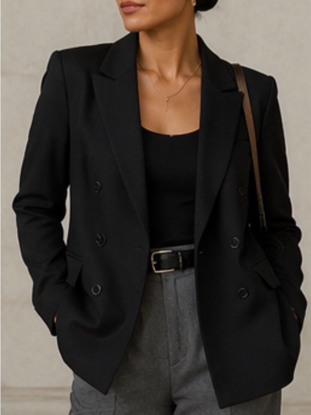 Women’s Black Double-Breasted Tailored Blazer